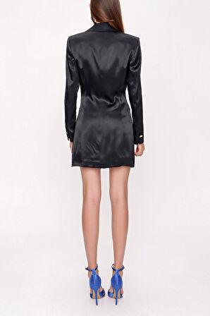 Siyah Dar kesim blazer ceket 61153 | M