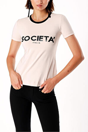 Bej Baskılı kısa kollu tshirt 19831 | S