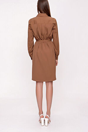 Hardal Kemerli gömlek elbise 94006 | L