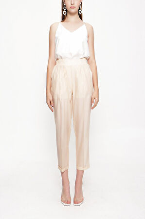Ekru Beli lastikli pantolon 41619 | M