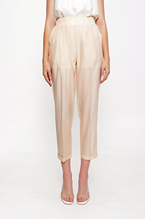 Ekru Beli lastikli pantolon 41619 | M