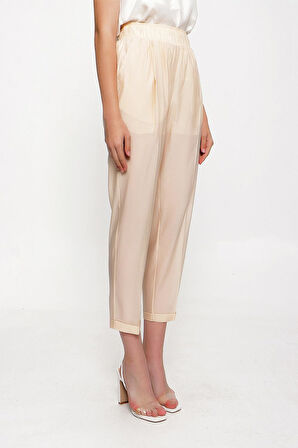 Ekru Beli lastikli pantolon 41619 | M