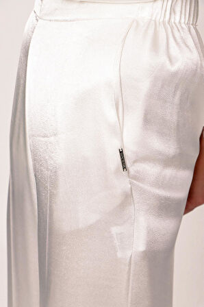 Ekru Beli lastikli bol kesim pantolon 41621 | L