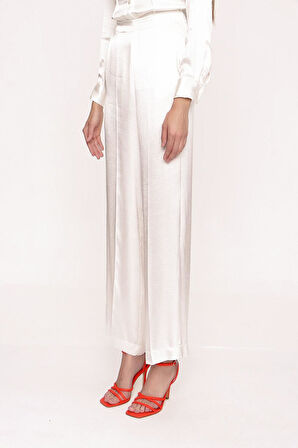 Ekru Beli lastikli bol kesim pantolon 41621 | M