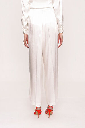 Ekru Beli lastikli bol kesim pantolon 41621 | S