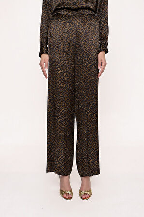 Leopar Beli lastikli bol kesim pantolon 41621 | M
