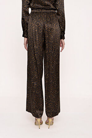 Leopar Beli lastikli bol kesim pantolon 41621 | M