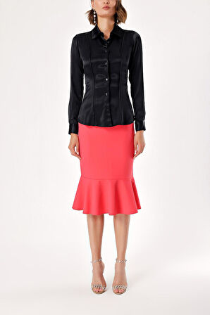 Siyah Dar kesim gömlek 10766 | S