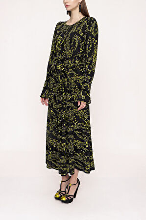 Siyah Kadife biye detaylı elbise 94012 | M