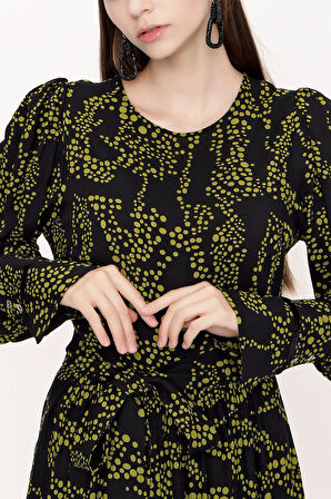 Siyah Kadife biye detaylı elbise 94012 | M