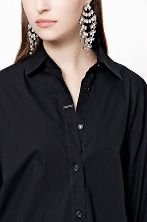 Siyah Bol kesim gömlek 10810 | L