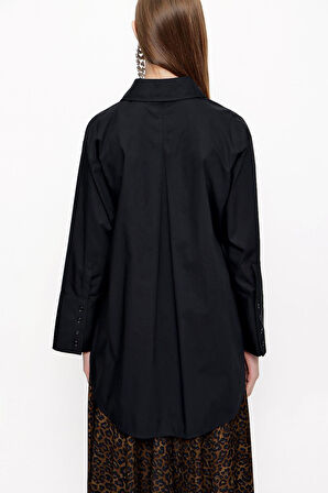 Siyah Bol kesim gömlek 10810 | M