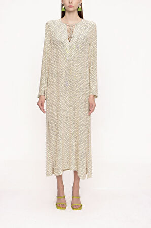 Sarı Bagcık detaylı elbise 94035 | S