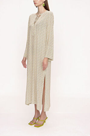 Sarı Bagcık detaylı elbise 94035 | S