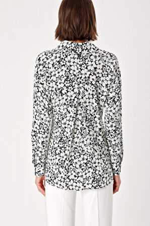 Siyah Beyaz Bol kesim gömlek 10814 | L