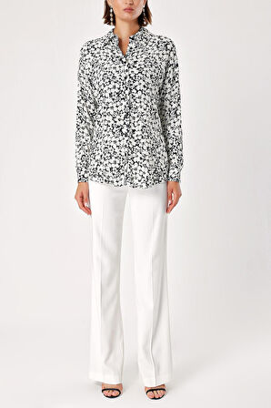 Siyah Beyaz Bol kesim gömlek 10814 | S