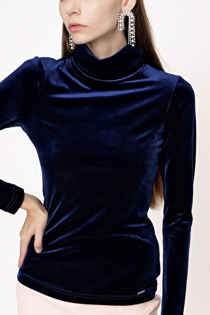 Lacivert Balıkçı yaka bluz 19842 | XS