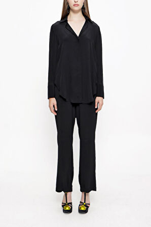 Siyah Bol kesim gömlek 10761 | S