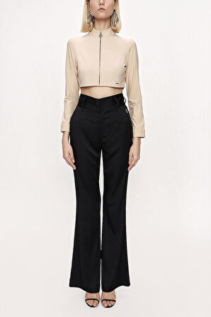 Devetüyü Fermuarlı kısa bluz 19838 | M