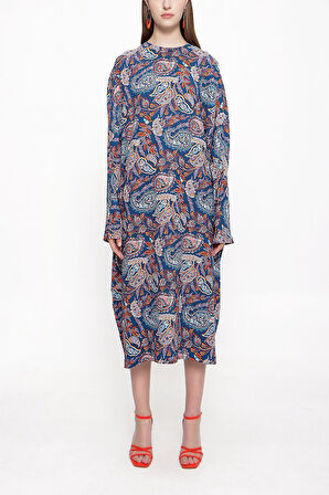 Lacivert Bol kesim uzun elbise 94063 | M