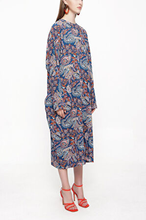 Lacivert Bol kesim uzun elbise 94063 | M