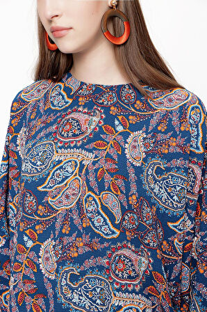 Lacivert Bol kesim uzun elbise 94063 | M