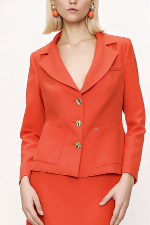 Kırmızı Uzun etek ve blazer ceketli ikili takım 12281 | S