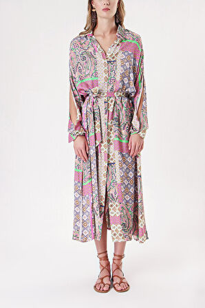 Pembe Bol kesim gömlek elbise 94058 | M