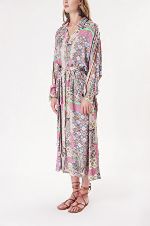 Pembe Bol kesim gömlek elbise 94058 | M