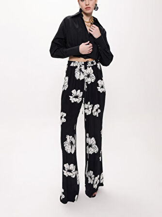 Siyah Bol kesim lastik detaylı gömlek 10818 | L