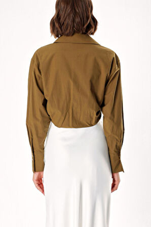 Haki Bol kesim lastik detaylı gömlek 10818 | L