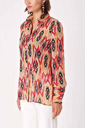 Degrade Baskılı şifon gömlek 10819 | L