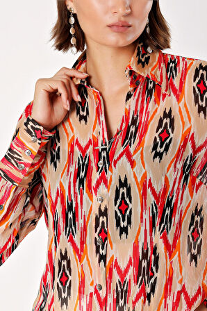 Degrade Baskılı şifon gömlek 10819 | L