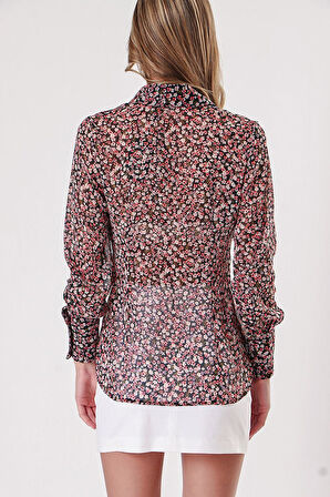 Çiçek Baskı Baskılı şifon gömlek 10819 | L