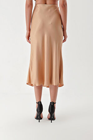 Bej Beli lastikli  etek 81248 | S