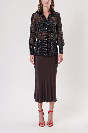 Kahve Beli lastikli  etek 81248 | M