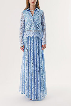 Mavi Dantel gömlek 10825 | M