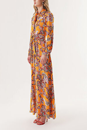 Turuncu Bol kesim gömlek elbise 94264 | S