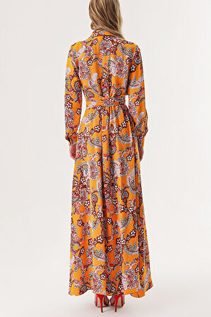 Turuncu Bol kesim gömlek elbise 94264 | S