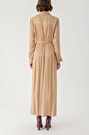 Bej Bol kesim gömlek elbise 94269 | M