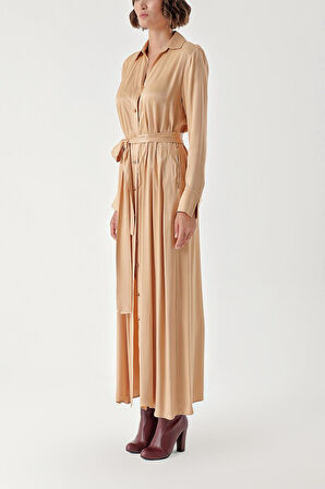 Bej Bol kesim gömlek elbise 94269 | S