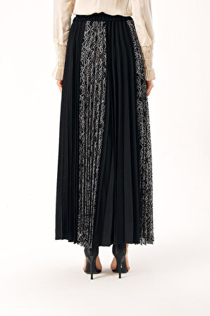 Siyah Dantel detaylı piliseli etek 81273 | M