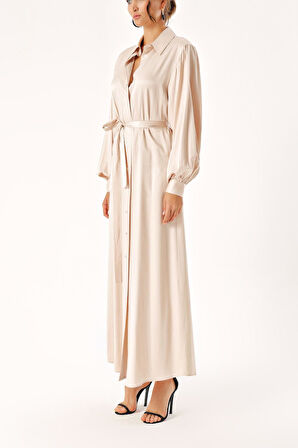 Bej Bol kesim gömlek elbise 94356 | S