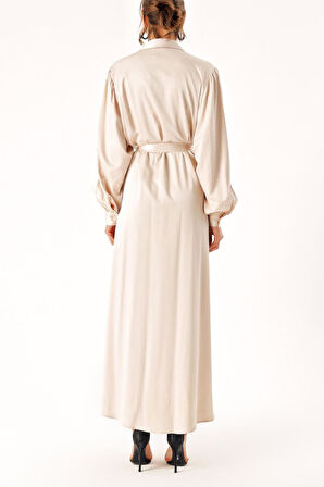 Bej Bol kesim gömlek elbise 94356 | S