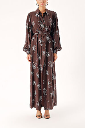 Kahve Bol kesim gömlek elbise 94356 | S