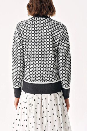 Lacivert Desenli triko hırka 28863 | S