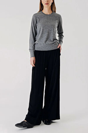 Gri Bisiklet yaka yün triko kazak 28868 | L