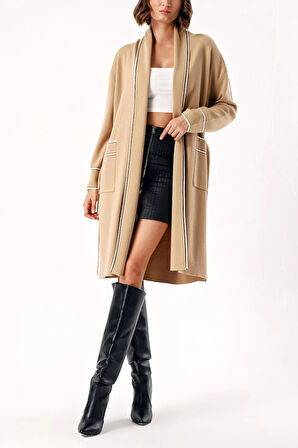 Taş Kemerli uzun yün triko hırka 28874 | S