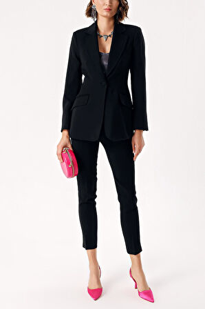 Siyah Beş cep boru paça  pantolon 41643 | S