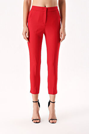 Kırmızı Beş cep boru paça  pantolon 41643 | S